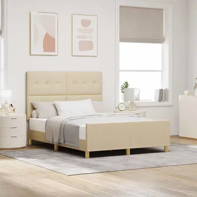 Image de Maison Exclusive - Cadre de lit avec tête de lit crème 140 x 190 cm en tissu