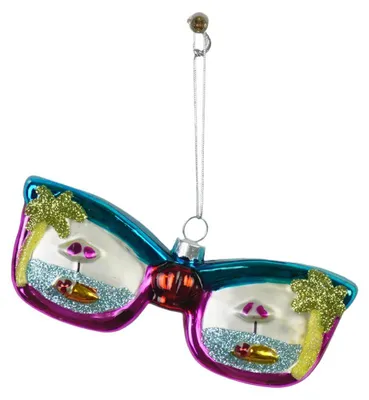 Productafbeelding van Kerstornament - Discozonnebril - Meerdere kleuren - 13,5x2x4 cm