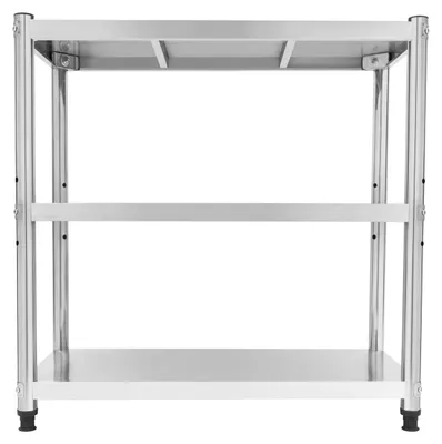 Produktbild von Küchentisch aus Edelstahl - Arbeitstisch - 80x80x40 cm - 3 Ablagen - 2 Schubladen - bis 50 kg belastbar - platzsparend für Gastronomie