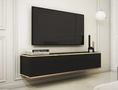 Image de AX LIVING Buffet TV Orkis 135 cm Moderne et fonctionnel, noir