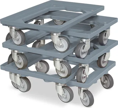 Produktbild von 6x Logistikroller/Kistenroller für Behälter 600 x 400 mm, Tragkraft 250 kg, grau