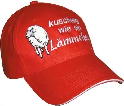 Produktbild von Baseballcap mit Einstickung - Kuschlig wie ein Lämmchen - 68438 rot