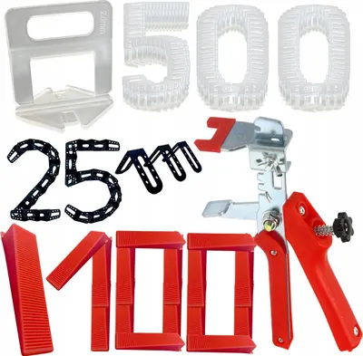 Immagine prodotto di Sistema di livellamento per piastrelle set completo 2mm 500 clip 100 cunei 25 pinze per angoli