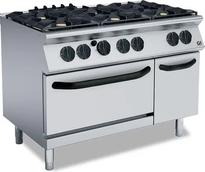 Obrázek produktu pro Plynový sporák Gastro-Inox 700 HP se 6 hořáky a plynovou troubou GN 2/1, 120 cm