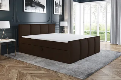 Produktbild von Boxspringbett GRECO 180x200 mit 2 Bettkästen, Bonell-Matratze und Topper. Möbel vom Hersteller- Handarbeit!Bett Komplett-Set mit Matratze,Bettkasten & Kopfteil. Stoff SAVANA. Elegantes Bett mit massives Kopfteil.