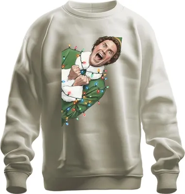 Produktbild von Buddy Weihnachtself lustig Lichterkette Weihnachtsfilm Weihnachten Uni Sweatshirt Pullover, Natur, S