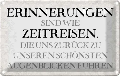 Produktbild von vianmo Blechschild 12x18 cm Erinnerungen sind Zeitreisen Dekoration Spruch Zitat
