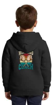 Produktbild von Spreadshirt Hobby Horsing Coach | Steckenpferd Trainer Kinder Premium Organic Zip Hoodie, 146/152 (10 Jahre), Schwarz