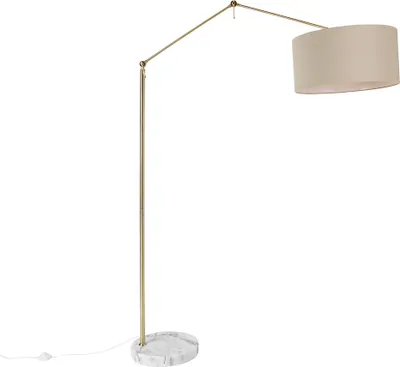 Zdjęcie produktu dla Lampa podłogowa złota z jasnobrązowym abażurem 50 cm regulowana - Editor