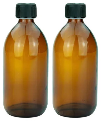 Productafbeelding van Set van 2 Bruine Glazen Flessen 500ml met Schroefdop