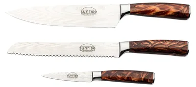 3-teiliges Küchenmesser-Set, Edelstahl, Harzgriffe