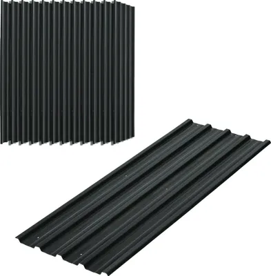 Obrázek produktu pro Střešní panely z pozinkované oceli - Střešní panely pro přístřešky na nářadí - 129x45 cm - Sada 12 kusů - Voděodolné - Šedé