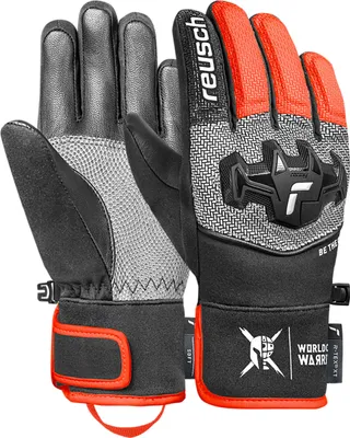 Obrázek produktu pro Prstové rukavice Reusch Worldcup Warrior R-TEX® XT Junior s voděodolnou, prodyšnou funkcí 7588 blck/silver/fluo red 4.5