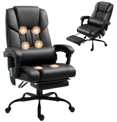 Produktbild von Bürostuhl Ergonomisch mit Massagefunktion Schreibtischstuhl mit Fußstütze, Hoher Rückenlehne, Lendenstütze Schwarz