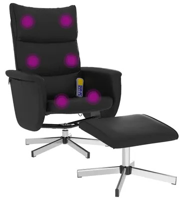 Produktbild von vidaXL Massagesessel mit Fußhocker Schwarz Kunstleder
