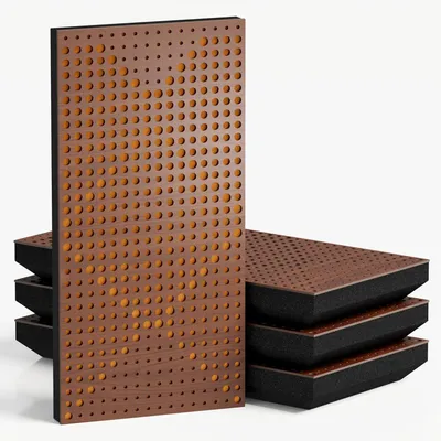 Imagen del producto de Juego de 10 paneles acústicos estrechos WILDS-F, 50x25x5 cm, nogal/amarillo