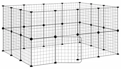 Obrázok produktu pre vidaXL, oceľová klietka pre domáce zvieratá, 28-dielna, čierna, 140x105x70 cm, s dverami
