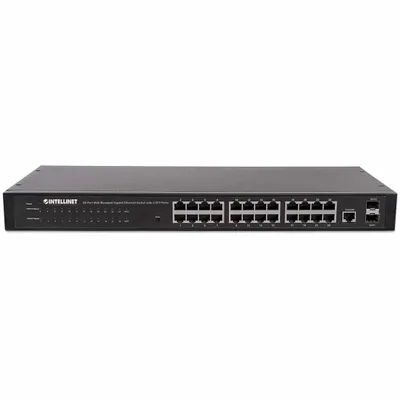 Zdjęcie produktu dla Intellinet 560917, Zarządzany, Gigabit Ethernet (10/100/1000), Pełny dupleks, Możliwości montowania w stelażu, 1U