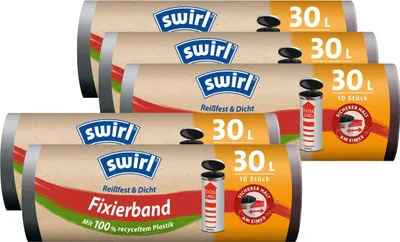 Produktbild von Swirl Fixierband Müllbeutel 30 Liter - 10 stk./Rolle - 47x78cm (5er Pack)