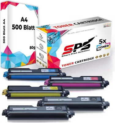 Produktbild von Druckerpapier A4 + 5x Multipack Set Kompatibel für Brother HL 3141 CW  (TN-245C, TN-245M, TN-245Y, TN-241BK) Toner