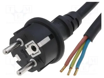 Image de 1 câble en néoprène, 1,5 mètre, noir, avec connecteur CEE 7/7 (E/F), câble 16A, type S3RN-3/15/1.5BK