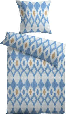 Produktbild von Kinzler Baumwoll- Jersey-Bettwäsche 135 x 200 cm, Farben Blau/Weiß