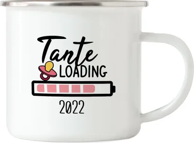 Produktbild von Tante Loading 2022 Emaille Tasse für werdende Tanten zur Geburt Babynews Nichte Neffe Ich werde Tante Geschenk Tasse