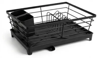 Produktbild von Xani Abtropfgestell Schwarz Metall mit Abtropfschale & Besteckhalter