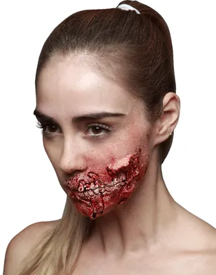Zdjęcie produktu dla Lateksowa aplikacja rany na Halloween w kolorze czerwonym 9x7cm - rozmiar uniwersalny