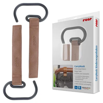 Produktbild von reer CarryHook Kinderwagenhaken | 2 Stück | Universal-Haken für Wickeltaschen &