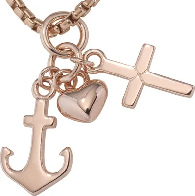 Produktbild von Anhänger Glaube Liebe Hoffnung aus 925 Silber rotgoldvergoldet Halsschmuck