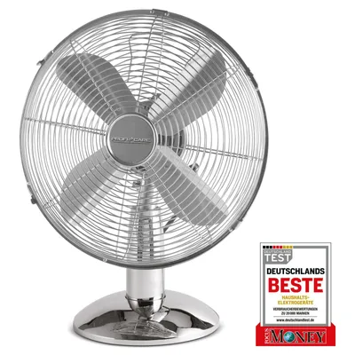 Produktbild von ProfiCare Ventilator mit Schwenkfunktion | leise 3 Stufen | Ø 25 cm | Tischventilator 30W | Fan | Tischventilator sehr leise | PC VL 3062 M chrom