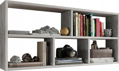 Produktbild von MATKAM TEO Hängeregal in moderner Optik, B113,6 x H50 x T25 cm, Wandregal in verschiedenen Ausführungen erhältlich, für Arbeits-, Wohn-, Schlaf- oder Jugendzimmer (Beton)