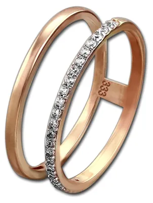 Image de Bague double en or rose 333, taille 58, or 8 carats, avec zircone, modèle D3GDR505E58