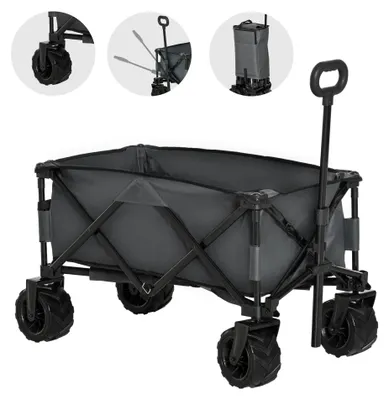 Image de Chariot de transport - Chariot pliable - Chariot à plateau - Chariot à roulettes - Chariot à plateau basculant - Roues pivotantes à 360° - Poignée télescopique réglable