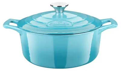 Obrázok produktu pre Kulinárska sada 2175 MB, liatinový hrniec na pečenie, hrniec na dusenie, cocotte, hrniec na pečenie chleba, smaltovaný, s pokrievkou, vhodný na indukciu a do rúry, okrúhly, 26x15 cm, 4,75 L. Svetlomodrá