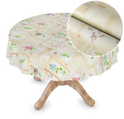 Produktbild von Tischdecke Wachstuch Premium Blumen Gelb Robust Wasserabweisend Rund 120 cm