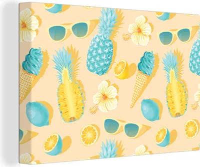 Produktbild von OneMillionCanvasses® - Leinwandbilder - 140x90 cm, Sommer - Muster - Gelb, Wandbilder Kunstdruck Wanddekoration