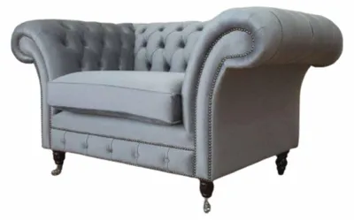 Image de Chesterfield Fauteuil Textile Canapé Tissu Canapés Lounge Gris