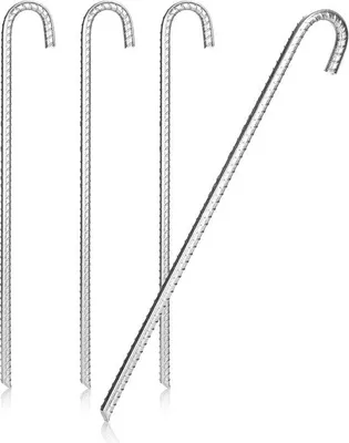 Obrázok produktu pre COM-FOUR® 4x XL zemné kotvy z masívnej ocele, tvar J, 42 cm, Ø 1 cm – pozinkované zemné kotvy pre stany, altánky, nafukovacie hrady, trampolíny, vhodné aj ako výstužné tyče do zeme, stabilné a odolné proti korózii