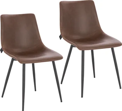 Produktbild von SVITA MILES 2er Set Esszimmerstühle Metallbeine Küchenstühle Kunstleder Braun