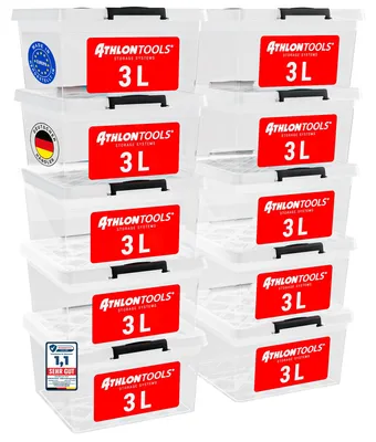 Aufbewahrungsboxen 3 L, 10er Set, stapelbar, transparent