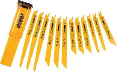Zdjęcie produktu dla DeWALT ZESTAW 12 BRZESZCZOTÓW do PIŁY SZABLASTEJ drewno metal DT2445