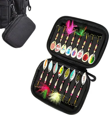 Produktbild von 16 Stück Kunstköder Spinner Blinker Set Forellenköder Spoons Set Angelzubehör mit Aufbewahrungsbox für Forelle Barsch Hecht ZanderF