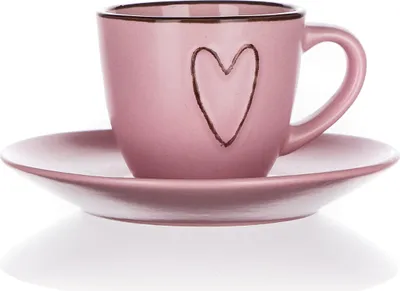 Obrázok produktu pre šálka + podšálka 80ml HEART PINK keramika