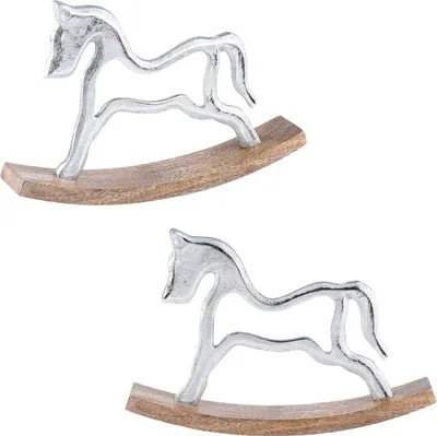 Productafbeelding van Set van 2 decoratieve schommelaardtjes, zilverkleurig, "Sving", 30 cm
