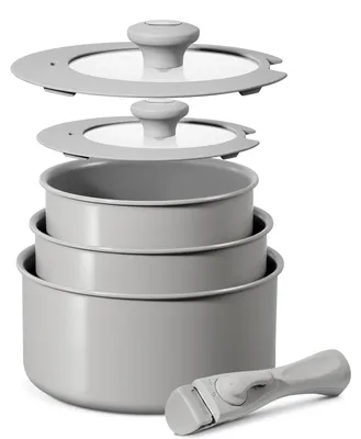Pfannenset 6-teilig, Aluminium, Induktion, abnehmbarer Griff