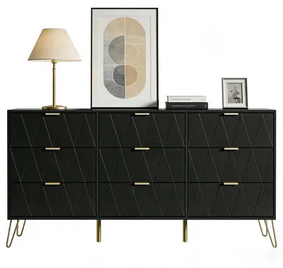 Produktbild von Kommode mit 9 Schubladen 150x34x74cm Schwarz