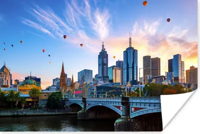 Produktbild von MuchoWow® Poster Skyline - Ballon - Stadt 60x40 cm - Schlafzimmerdekoration