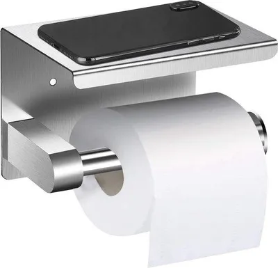 Produktbild von Toilettengarnitur Edelstahl gebürstet mit Ablage